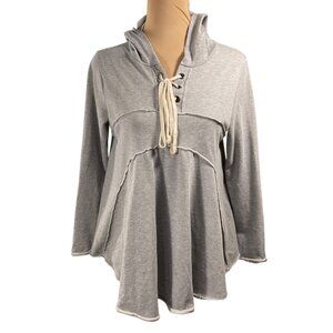 Altar'd State Hoodie Top Swing Hem Grey S Small Cotton Stretch